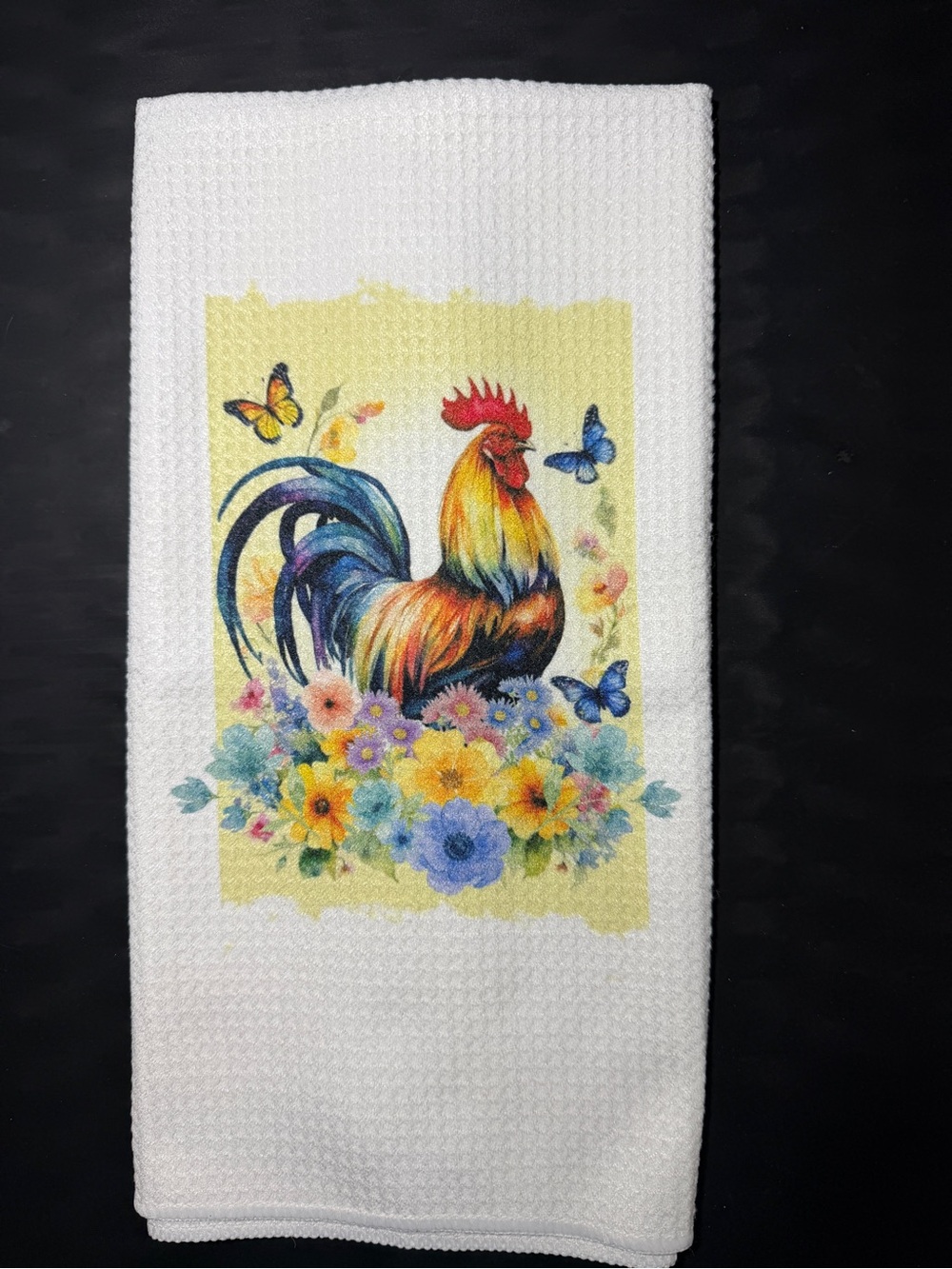 Farm Rooster Kitchen Towel - NWOT - Hand Crafted